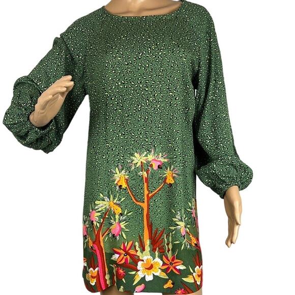 Bluesteel Women’s Brazilian Jungle Print Dress Size M Viscose Made In Brazil - Picture 1 of 8